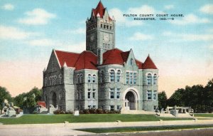 Vintage Postcard 1920's Court House Rochester Fulton County Indiana IN