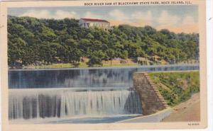 Illinois Rock Island Rock River Dam At Black Hawk State Park Curteich