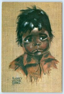 Artist AUDREY YOUNG OPPEL Sad Native Child MIGIZI Little Eagle 4x6 Postcard