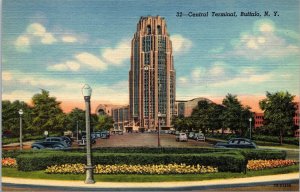 VINTAGE POSTCARD CENTRAL TERMINAL AND CAR PARKING BUFFALO N.Y. 1940s