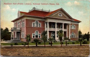 Postcard Markham Hall Public Library in National Soldier's Home, California