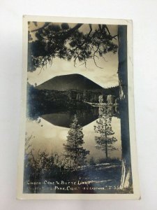 Lassen Cinder Cone Butte Lake Postcard RPPC DPO Viola CA Postmark Metallic Sheen