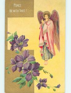 Divided-Back RELIGIOUS - PEACE BE WITH THEE - PRETTY ANGEL ON POSTCARD o7528