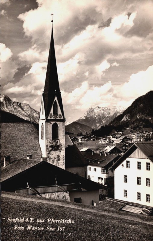 Austria Seefeld in Tirol mit Pfarrkirche Vintage RPPC C353