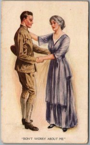1910s Military Greetings Postcard DON'T WORRY ABOUT ME Artist ARCHIE GUNN 