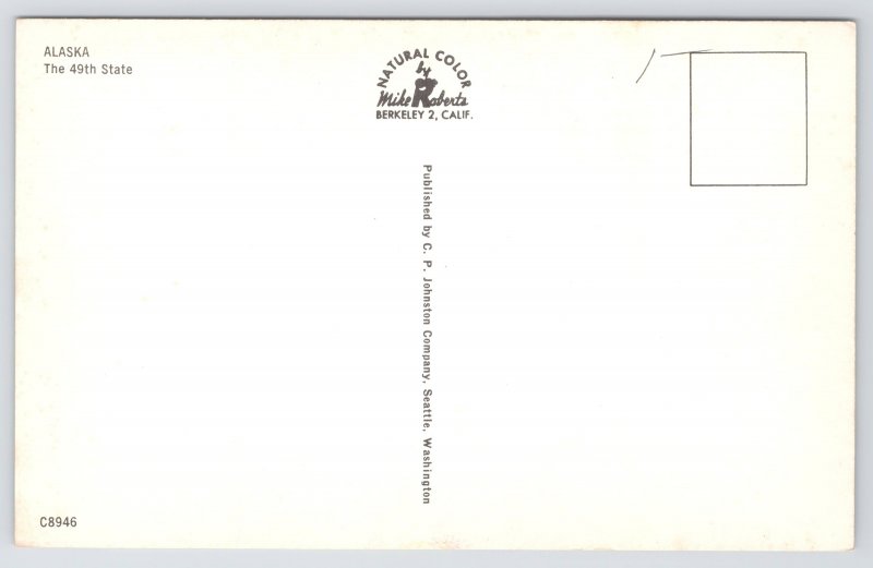 State View~Mountain Poem & Alaska's Flag~Vintage Postcard