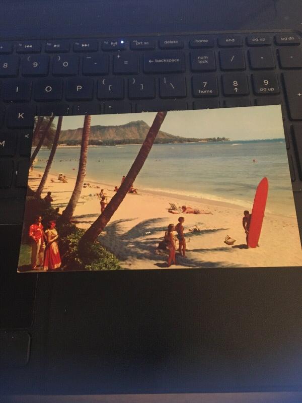 Vintage Postcard; Hawaii , Waikiki Beach, Honolulu. Pan AM