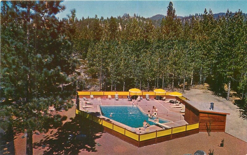 Postcard Nevada Lake Tahoe Round Hill Pine Resort swimming Pool Roberts 23-7999