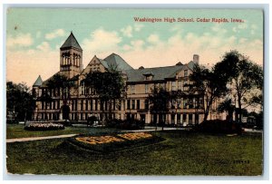 1914 Washington High School Building Cedar Rapids Iowa IA Antique Postcard