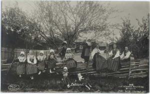 RPPC Children, Women Costume Leksand Sweden, Standard Size Real Photo