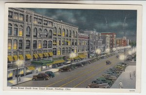 P2345 1947 postcard main st. view many old cars ctc findlay ohio