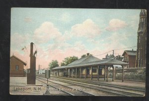 LAKEPORT NEW HAMPSHIRE B&M RAILROAD DEPOT TRAIN STATION VINTAGE POSTCARD