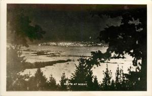 c1950 Real Photo Postcard; Butte MT at Night over Snowy Fields, Silver Bow Co.