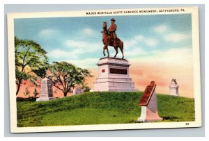 Vintage 1940's Postcard Major Winfield Scott Hancock Monument Gettysburg PA