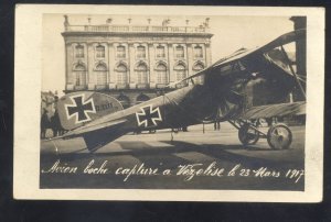 WORLD WAR 1 WWI GERMAN AIRPLANE CAPTURE AVIAN BOCHE REAL PHOTO POSTCARD