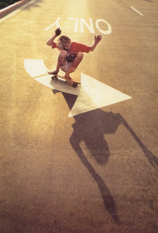 Deathwish Teenager Skating On Warning Traffic Road Sign Postcard