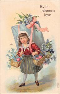 D80/ Valentine's Day Love Holiday Postcard c1910 Girl Large Letter Love 16