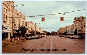 NEENAH, WI Wisconsin ~ STREET SCENE c1970s Cars Winnebago County Postcard