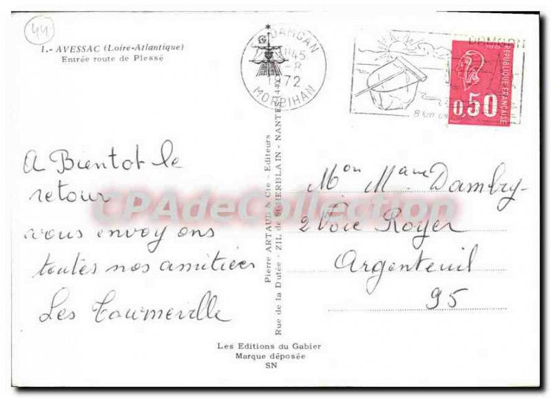 Postcard Modern Avessac Loire Atlantique entrance road Plesse