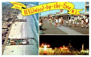 Postcard BEACH SCENE Wildwood New Jersey NJ AR3902