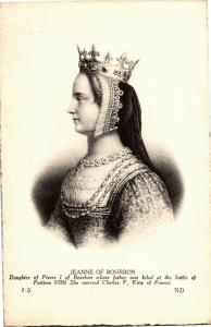Jeanne of Bourbon Queen Consort of France Charles V Vintage Postcard P19