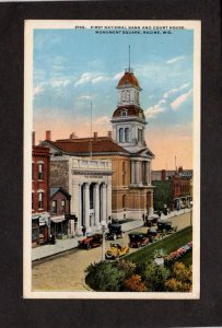 WI First National Bank Court House Racine Wisconsin Postcard