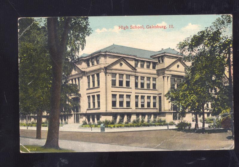 GALESBURG ILLINOIS HIGH SCHOOL BUILDING VINTAGE POSTCARD