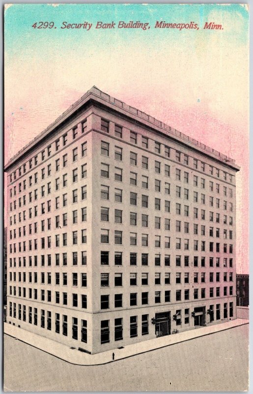 1910's Security Bank Building Minneapolis Minnesota MN Posted Postcard