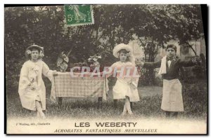 Old Postcard The wonderful Weberty fantastic Acrobats Children