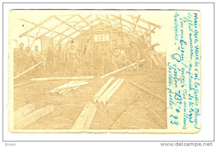 RP; French troops building a large bldg, 1923