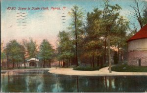 Scene in South Park, Peoria IL c1912 Vintage Postcard H55