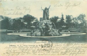 Albany NY King Fountain in Washington Park UDB B&W Postcard 1908 Postmark