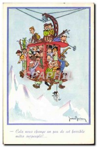 Old Postcard of Sports & # 39hiver Ski Cabin John Illustrator Brian