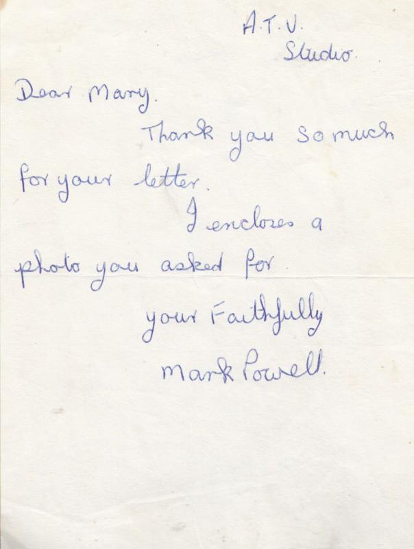 Mark Powell Emergency Ward 10 TV Show Antique Hand Signed Letter