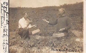 J72/ Frankfort Michigan RPPC Postcard c10 Strawberry Harvest Smoke Pipes 295