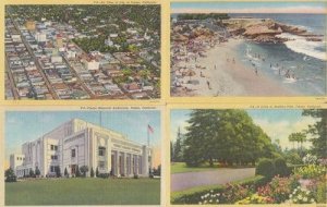 Fresno CA Memorial Auditorium Aerial Park 4x 1940s Postcard s