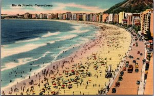 Brazil Rio de Janeiro Copacabana Linen Linen Postcard C005