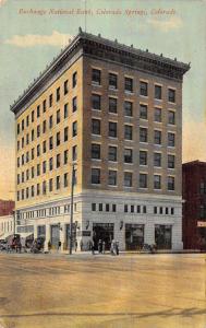 Colorado Springs Colorado Exchange National Bank Street View Postcard K91352