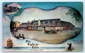 LOS ANGELES, CA~ Seafood Restaurant THE CAPTAIN'S TABLE c1960s Roadside Postcard