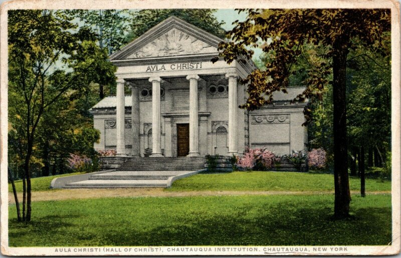 NEW YORK Chautauqua 1911 NY postcard Institution Hall of Christ Aula Christi