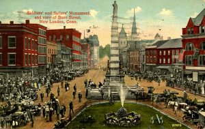 CT - New London. State Street, Soldiers' & Sailors' Monument circa 1912