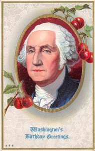 Washington's birthday greetings Artist Hi Rubbins George Washington Writing o...