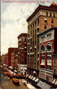 Postcard Broadway Looking North from Pine Street in St. Louis, Missouri