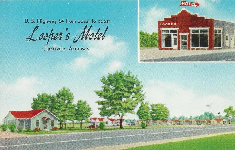 Looper's Motel, Clarksville, Arkansas Vintage Postcard 