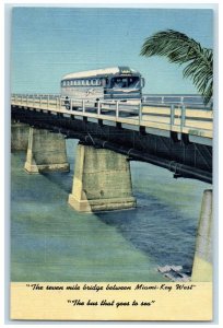 c1940 Seven Mile Bridge Miami Key West Sea Greyhound Lines Florida FL Postcard