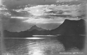 Svolvaer Norway scenic birds eye view at sunset real photo pc Z19970