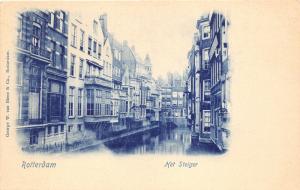 Rotterdam Holland~Het Steiger~Houses Along Canal~c1905 Delfts Blue Pc