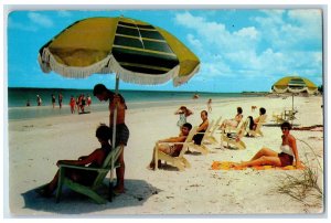 c1950's Scene at Emerald Shores Lido Beach Sarasota Florida FL Postcard 