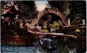 SAN FRANCISCO, CA California  ARCH BRIDGE in Japanese Tea Garden 1918   Postcard