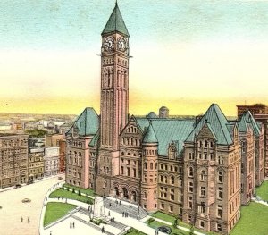 1930s TORONTO CANADA CITY HALL BUILDING AERIAL VIEW POSTCARD 43-122